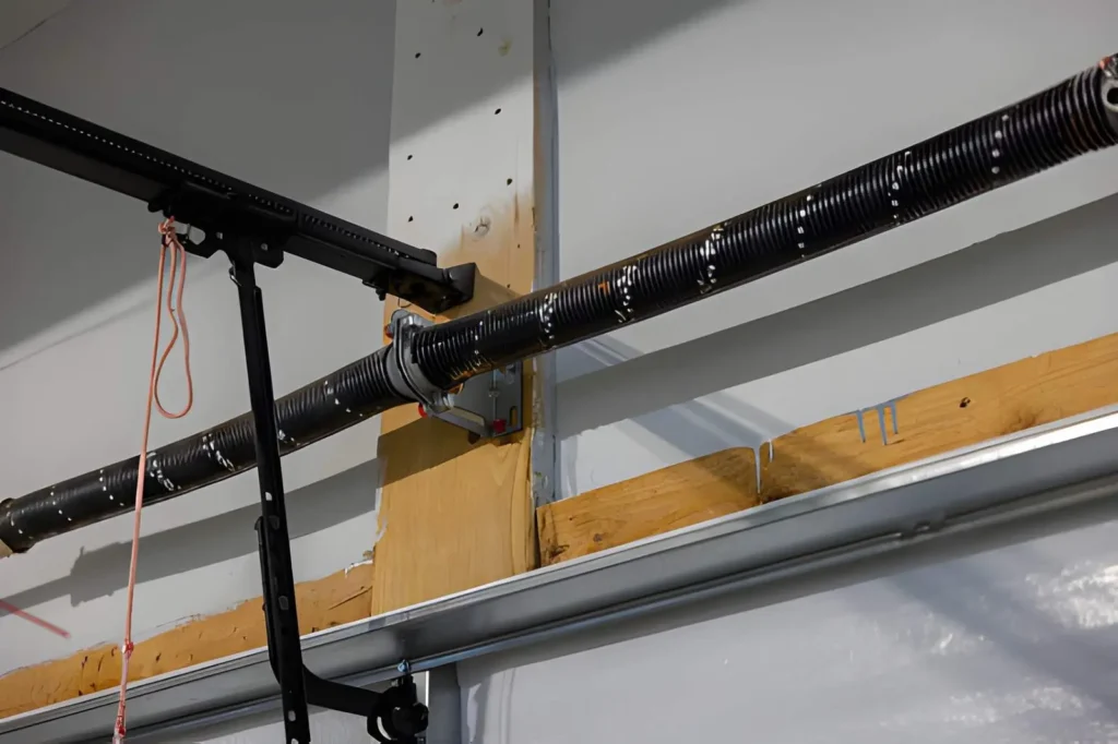 Professional inspection being done for Garage Door Spring Repair on residential door system